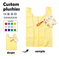 Bolsa de Compras Plegable Reutilizable de Gran Capacidad, Personalizada, Ecológica, de Algodón PP, con Forma de Conejo, Súper Suave