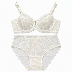 Ensemble de lingerie deux pièces pour femme avec soutien-gorge en dentelle à armatures et culotte taille haute assortie - Product Image 4