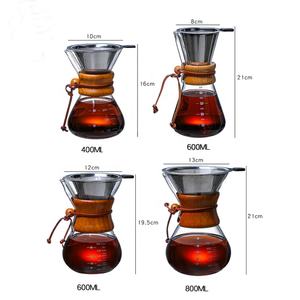 Grande/petite taille <span class=keywords><strong>cafetière</strong></span> classique à double paroi inhabituelle résistante à la chaleur <span class=keywords><strong>Chemex</strong></span> <span class=keywords><strong>cafetière</strong></span> en verre avec infuseur - Product Image 4