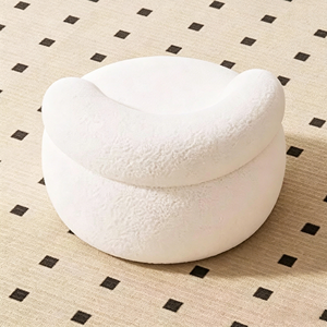 Cream-Style Backrest Round Wood Stool | Minimalist Modern Low Stool for Living Room Tea <strong>Table</strong> Shoe <strong>Changing</strong> &amp; Sofa - Product Image 5
