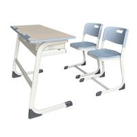 Ensemble de bureau et chaise double pour étudiant, table d'étude pour salle de classe, hauteur réglable, ergonomique, plateau en MDF durable, acier, bureau à domicile, chambre