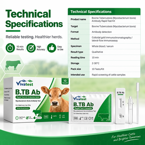 Kit per Test Rapido Anticorpi Tuberosi Bovina, Rilevamento Mycobacterium Bovis BTB per Bovini, Screening Veterinario per Allevamenti ISO/CE - Product Image 1