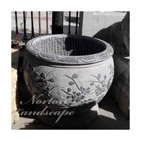 Grands Pots de fleurs carrés en marbre de granit antique Décorations de jardin extérieures de style chinois moderne pour une utilisation dans le parc
