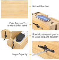 Boîte d'organisation de cordon Boîte de câble pour cacher les fils et les multiprises Boîte de gestion de câble en bambou pour bureau