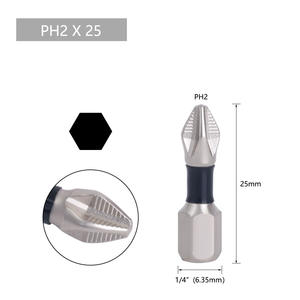 Magnetische Kruiskopschroevendraaierbits Set-Ph2 Gelegeerd Staal 1/4 Inch Zeskantschacht, Antislip Extra Lang 25-150Mm - Product Image 6