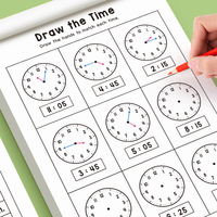 Cahier d'exercices pour apprendre l'heure à la maternelle, livre d'apprentissage du reconnaissance des horloges pour enfants, cahier d'activités de cognition du temps pour tout-petits