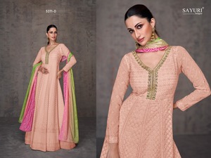 นักออกแบบคุณภาพสูงFaux Georgette Salwar KameezชุดAnarkaliพร้อมงานเย็บปักถักร้อยผ้าฝ้าย - Product Image 5