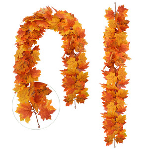 Guirlande de feuilles de soie artificielles en forme de vigne d'érable, 175 cm, pour la décoration d'automne de la maison - Product Image 3