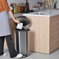 HANGSHAU Poubelle de grande capacité 30 L Poubelle en acier inoxydable Poubelle à pédale en métal imprimée sur mesure
