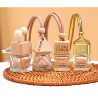Bouteille diffuseur de parfum pour voiture en verre carré vide avec bouchon à vis 10 ml et 8 ml, design miroir en pierre parfumée suspendue