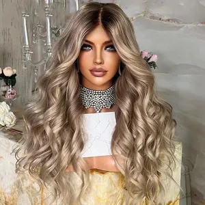 Ash Blonde Lace Front Wig Human Hair Ombre 13X4 Lace Frontal Human Hair Wigs For Women All 1 real and free shipping from China