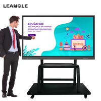Papan tulis digital portabel 75 inci 4k, papan interaktif pintar layar sentuh android windows lcd 75 inci untuk konferensi kelas