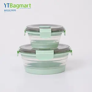 Microondas Seguro Congelador Armazenamento Dobrável Silicone Food Container Silicone Folding Lunch Box