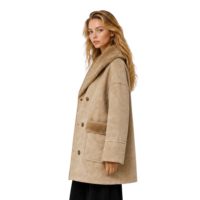 Manteau en fausse fourrure Boying pour femme, 100 % polyester, doublure polaire, écologique, teint uni, tissé, hiver, OEM ODM, vente en gros