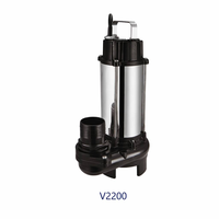 Pompe à eaux usées monophasée 220V type V 2,2 kW en acier inoxydable submersible avec interrupteur à flotteur pour le transfert de boues