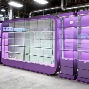 Vollsicht-Ladeneinrichtung Abschließbare Schiebetür Lila Glas-Vitrine für Taschen- und Schuhgeschäfte Einzelhandel - Product Image 3