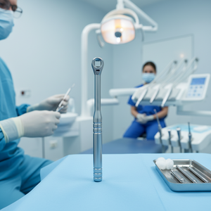 Surgiright Manual Extra Long Handle Dental Ratchet Wrench Square Head Connection <b>Titanium</b> Instrument Set - Product Image 3