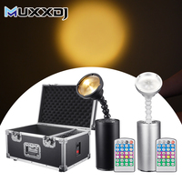 Muxxdj Projecteurs LED Mini Pinspot sans fil DMX 10W Blanc Froid et Blanc Chaud avec Télécommande et Fixation Magnétique sur Batterie pour DJ, Mariages et Événements