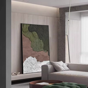 Cuadro Abstracto al Óleo sobre Lienzo, Marco Negro, Rectangular, Gran Tamaño, Decoración para Sala de Estar, Estilo Wabi Sabi - Product Image 2
