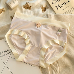 Braguitas de Algodón de Seda Helada Ultrafinas Antibacterianas de Alta Calidad para Uso Diario, Tejidas y Bordadas, de Tiro Medio, Lisas para Chicas - Product Image 6