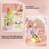 Jouets de construction en briques miniatures compatibles, plantes succulentes mignonnes, jouets de décoration, blocs de construction de plantes succulentes et de fleurs