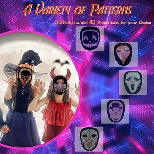 Masque intelligent lumineux LED RGB pour enfants, contrôle gestuel par application, fonction de changement de visage pour photos et texte personnalisés, cadeau cool pour <span class=keywords><strong>cosplay</strong></span> - Product Image 4