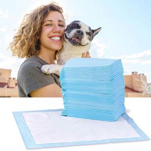 Tapis absorbants pour chiens et chiots avec conception anti-fuite et séchage rapide pour l'apprentissage de la propreté, absorption standard, taille régulière, bleu et blanc - Product Image 1