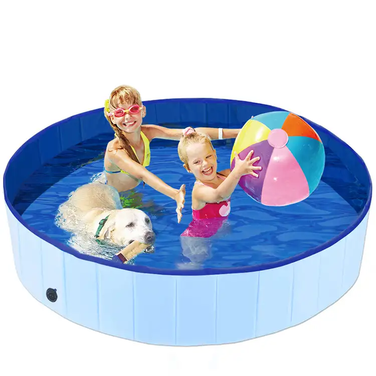 Piscine gonflable bleue en plastique pour chiens, taille de 120cm, bassin pour grands animaux domestiques, 1 pièce