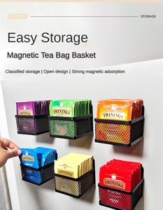 Ensemble de paniers magnétiques pour sachets de thé - Organisateur en fer sans perçage en 6 pièces pour porte de réfrigérateur, bureau et rangement de sachets de thé - Design minimaliste - Product Image 3