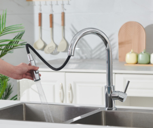 <span class=keywords><strong>Miscelatore</strong></span> in Acciaio Inox Cromato a Prezzo Conveniente, Rubinetto da <span class=keywords><strong>Cucina</strong></span> Classico Montato sul Piano, <span class=keywords><strong>Doccetta</strong></span> ABS a Due Funzioni - Product Image 3