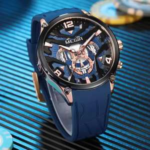 MEGIR 2222 Nouvelle Montre Homme Tendance Multifonctionnelle Chronographe Trois Yeux Six Aiguilles Bracelet Silicone Montre à Quartz 2025 - Product Image 1