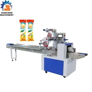 304SS Automatische Flow Kussen Verpakking Chocolade/Lollipop/Snoep Snack Voedsel Wikkelen Verpakking Machine