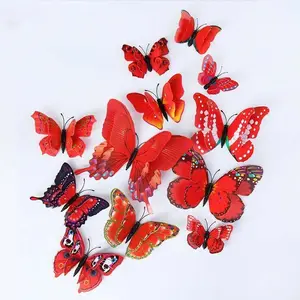 Adesivi murali 3D adesivi per la decorazione di cornici per foto di casa adesivi per farfalle di simulazione a doppio strato di colore in Pvc