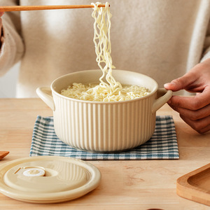 Cuenco Ramen de cerámica, cuenco de porcelana para fideos y sopa con mango y tapa, venta al por mayor - Product Image 3