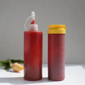 Wide Mouth Plastic Squeeze Bottles With Caps For Ketchup Salad Sauce