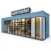 Kiosque de supermarché en conteneur de 40 pieds, boutique de vente au détail modulaire portable, stand d'épicerie pliable pour centre commercial