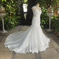 FEISHILUO luxe ivoire sirène robe de mariée Style moderne sans manches perle dentelle perle paillettes fleurs sur mesure bouton fermeture