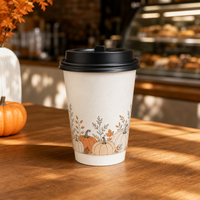 Gobelet en carton double paroi Halloween, motif citrouille, kraft, isolé, jetable, 12 oz, vente en gros, fournisseur direct d'usine