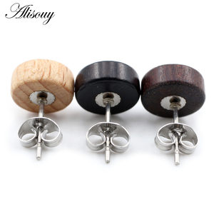 <span class=keywords><strong>Orecchini</strong></span> a Perno Unisex in Legno Naturale Marrone e Nero 6-8mm con Chiusura a Pressione in Acciaio Inossidabile, Gioielli <span class=keywords><strong>per</strong></span> Piercing <span class=keywords><strong>Trago</strong></span> - Product Image 6