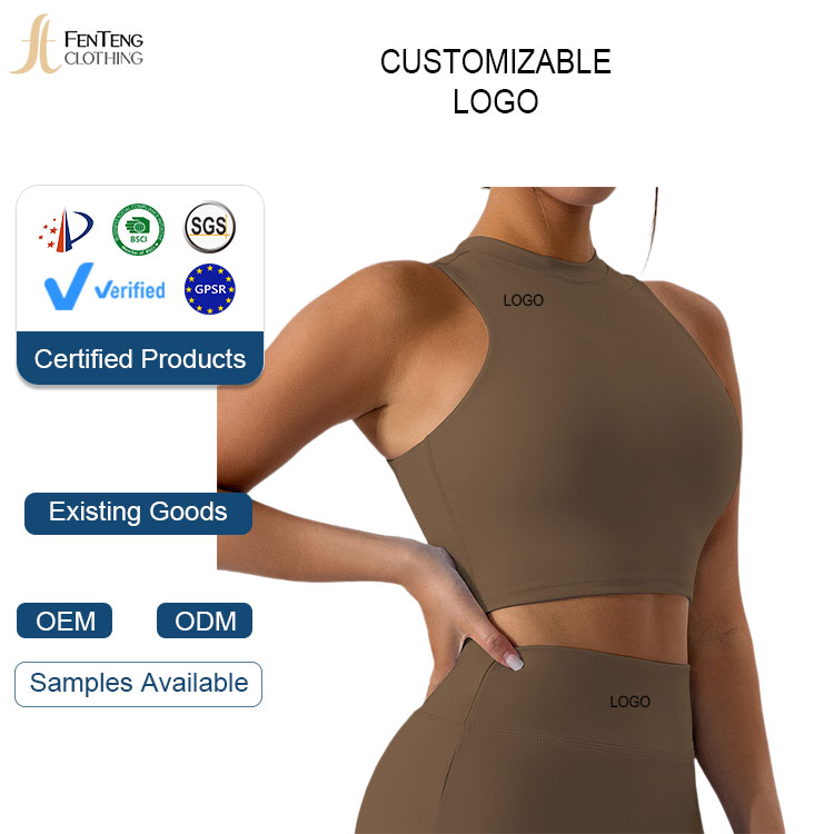 Under Lulu Custom Back Half High Neck Breathable Spandex/Nylon Yoga Suit Women's Outdoor Running Fitness Tank Top Tight Fit