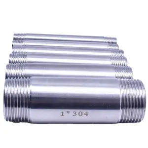 Koneksi air 1/8 "1/4" 3/8 "1/2" 3/4 "1"-1/4 "1-1/2" Male X Male berulir pipa fitting Stainless Steel SS304 100mm panjang