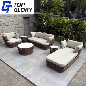 Ensemble de mobilier de jardin et de <span class=keywords><strong>terrasse</strong></span> moderne, pliable, résistant aux intempéries, avec structure en aluminium, en rotin tressé, chaise longue de plage - Product Image 1