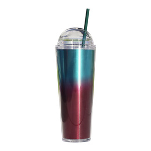 Vaso <span class=keywords><strong>de</strong></span> helado <span class=keywords><strong>de</strong></span> doble capa con tapa arqueada, estilo inserto, resistente a altas temperaturas, 700ml, colorido, <span class=keywords><strong>de</strong></span> cuerpo recto, con pajita, a la moda y novedoso. - Product Image 5