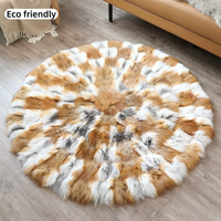 Tapis en fourrure de renard de haute qualité, ronds, modernes, durables, antidérapants, pour la chambre des enfants, avec support en peluche