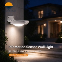 Lampe murale solaire à détecteur de mouvement PIR 1W, portée de détection 3-5m, 16 LED, étanche IP65, en aluminium, pour jardin