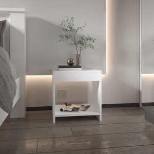 Night Table 16.5 H White Spacious <b>Shelf</b> <b>Bedside</b> Storage - Product Image 1