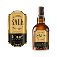 Etiqueta de Lujo Personalizada con Logotipo en Papel de Aluminio para Botellas de Alcohol, Whisky y Vino, con Relieve en Dorado