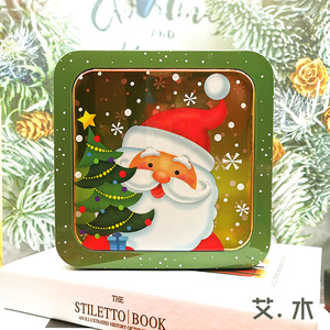 Noël joyeux boîte à bonbons nouvel an emballage cadeau étain père noël bonhomme de neige fenêtre transparente conteneur fête <span class=keywords><strong>biscuits</strong></span> - Product Image 2