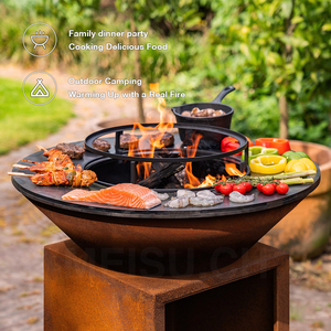 Ensemble barbecue en acier corten MEISU.CH pour camping / Barbecue extérieur au charbon de bois / <span class=keywords><strong>Table</strong></span> de barbecue en métal avec foyer - Product Image 4