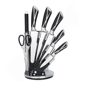 Ensemble de couteaux de cuisine professionnels HORECA 8 pièces en acier inoxydable à haute teneur en carbone avec bloc rotatif pour la restauration - Product Image 1
